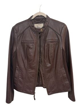 Bass Faux Leather Moto Jacket Biker Jacket Size L